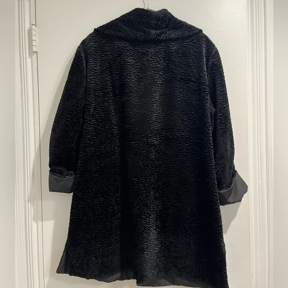 Calvin Klein Black Reversible Faux Fur Swing‎ Coat Sz. L